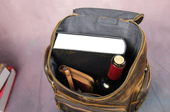Blue Cool Mens Leather Hiking Backpack Travel Backpack Leather Backpack for Men - iwalletsmen