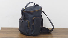 Blue Cool Mens Leather Hiking Backpack Travel Backpack Leather Backpack for Men - iwalletsmen