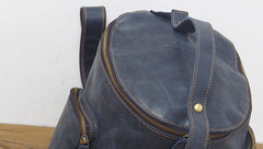 Blue Cool Mens Leather Hiking Backpack Travel Backpack Leather Backpack for Men - iwalletsmen