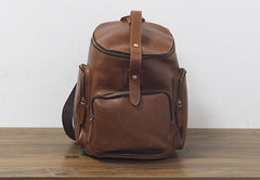 Blue Cool Mens Leather Hiking Backpack Travel Backpack Leather Backpack for Men - iwalletsmen