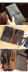 Blue Handmade Leather Mens Passport Wallet Travel Wallet Ticket Holder For Men - iwalletsmen