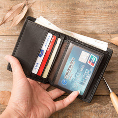 Braided Leather Mens Small Wallets Bifold Slim Front Pocket Wallet for Men - iwalletsmen