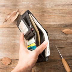 Braided Leather Mens Small Wallets Bifold Slim Front Pocket Wallet for Men - iwalletsmen
