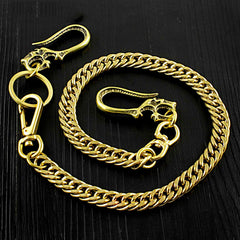 Brass Cool Pants Chain Motorcycle Biker Wallet Chain Gold Long Wallet Chain For Men - iwalletsmen