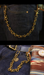Badass Skull Brass Biker Wallet Chain 1%er Wallet chain 18'' gold pants chain For Men - iwalletsmen