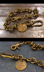 Badass Skull Brass Biker Wallet Chain 1%er Wallet chain 18'' gold pants chain For Men - iwalletsmen