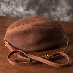 Brown American Football Leather Shoulder Bag Men's Crossbody Football Bag For Men