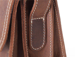 Brown Cool Leather Small Messenger Bag Satchel Postman Bag Coffee Side Bag Courier Bag For Men - iwalletsmen