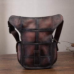 Coffee Leather Men Belt Pouch Vintage Drop Leg Bag Biker Purse Side Belt Bag for Men - iwalletsmen