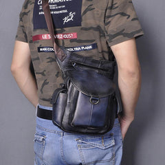 Coffee Leather Men Belt Pouch Vintage Drop Leg Bag Biker Purse Side Belt Bag for Men - iwalletsmen