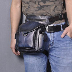 Coffee Leather Men Belt Pouch Vintage Drop Leg Bag Biker Purse Side Belt Bag for Men - iwalletsmen