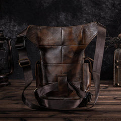 Coffee Leather Men Belt Pouch Vintage Drop Leg Bag Biker Purse Side Belt Bag for Men - iwalletsmen