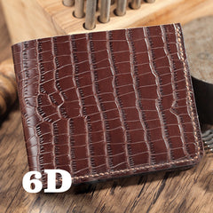 Brown Crocodile Pattern Leather Mens  billfold Wallet Bifold Small Wallet For Men - iwalletsmen