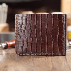 Brown Crocodile Pattern Leather Mens  billfold Wallet Bifold Small Wallet For Men - iwalletsmen