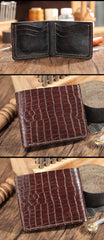 Brown Crocodile Pattern Leather Mens  billfold Wallet Bifold Small Wallet For Men - iwalletsmen