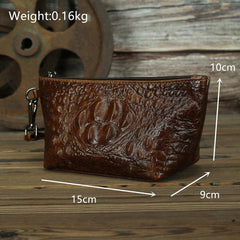 Brown Crocodile Pattern Mens Leather Zipper Clutch Wristlet Purse Bag Clutch Bags Phone Bag For Men - iwalletsmen