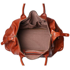 Brown Fashion Leather Mens 15 inches Messenger Bag Large Brown Weekender Bag Duffel Bag For Men - iwalletsmen