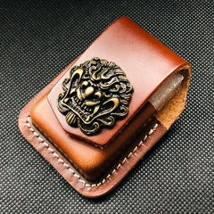 Brown Handmade Leather Mens Texas Star Zippo Lighter Holders Lighter Case For Men - iwalletsmen