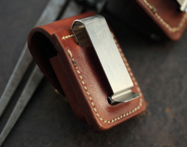 Leather Lighter Case with Metal Clip - LOSHARHER Durable and Classy Holder  for Your Beloved Zippo Lighter (Brown, A-Metal Clip)