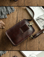 Brown LEATHER MEN Belt Pouch Phone Belt Bag Waist BAG Mini Phone Side Bag FOR MEN