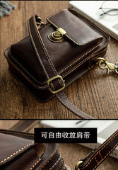 Brown LEATHER MEN Belt Pouch Phone Belt Bag Waist BAG Mini Phone Side Bag FOR MEN