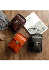 Brown LEATHER MEN Belt Pouch Phone Belt Bag Waist BAG Mini Phone Side Bag FOR MEN