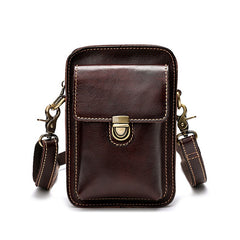 Brown LEATHER MEN Belt Pouch Phone Belt Bag Waist BAG Mini Phone Side Bag FOR MEN
