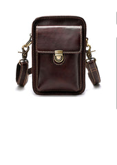 Brown LEATHER MEN Belt Pouch Phone Belt Bag Waist BAG Mini Phone Side Bag FOR MEN