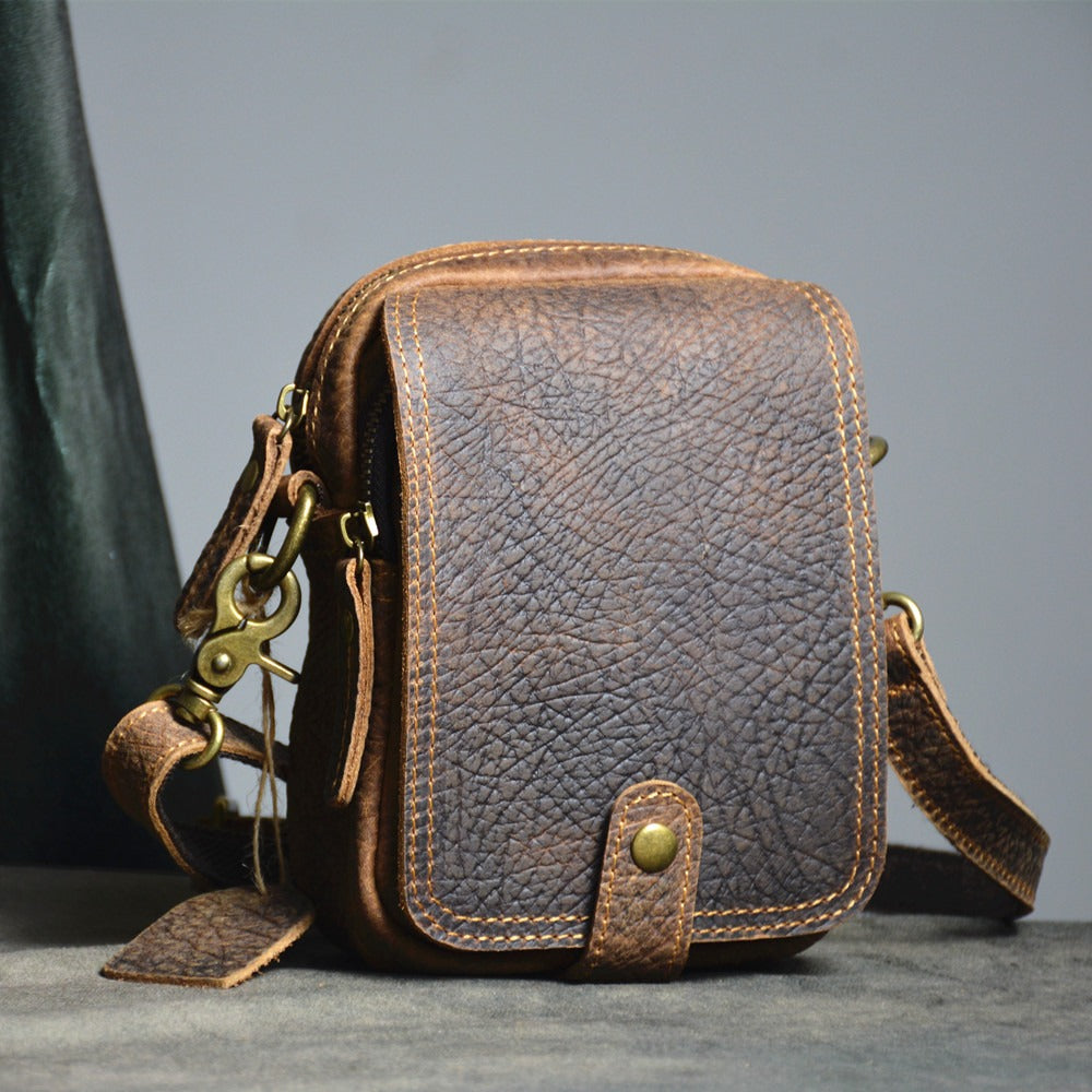 Brown LEATHER MEN Belt Pouch Phone Vintage Belt Bag Waist BAG Mini Side Bag FOR MEN