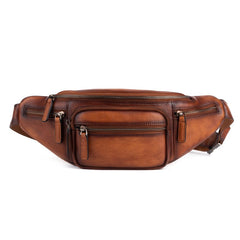 Compact Leather Fanny Packs Waist Bags Mens Sling Packs Bum Bags for Men