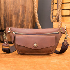 Brown Leather Fanny Pack Men's Best Chest Bag Best Hip Pack Waist Bag For Men
