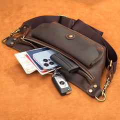 Brown Leather Fanny Pack Men's Best Chest Bag Best Hip Pack Waist Bag For Men