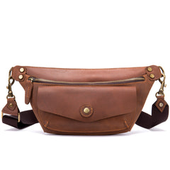 Brown Leather Fanny Pack Men's Best Chest Bag Best Hip Pack Waist Bag For Men