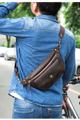 Brown Leather Fanny Pack Men's Best Chest Bag Best Hip Pack Waist Bag For Men