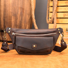 Brown Leather Fanny Pack Men's Best Chest Bag Best Hip Pack Waist Bag For Men