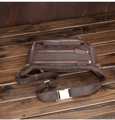 Coffee Leather Fanny Packs Large Waist Bags Mens Hip Packs Sling Bags Sling Pack for Men