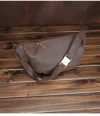 Coffee Leather Fanny Packs Large Waist Bags Mens Hip Packs Sling Bags Sling Pack for Men