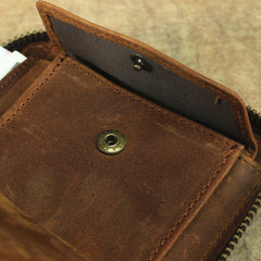 Brown Leather Men Billfold Wallet Leather Black Vertical Bifold Wallet with Coin Pockets For Men - iwalletsmen