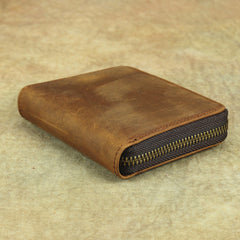 Brown Leather Men Billfold Wallet Leather Black Vertical Bifold Wallet with Coin Pockets For Men - iwalletsmen
