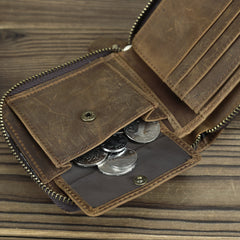 Brown Leather Men Billfold Wallet Leather Black Vertical Bifold Wallet with Coin Pockets For Men - iwalletsmen
