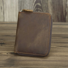Brown Leather Men Billfold Wallet Leather Black Vertical Bifold Wallet with Coin Pockets For Men - iwalletsmen