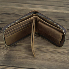 Brown Leather Men Billfold Wallet Leather Black Vertical Bifold Wallet with Coin Pockets For Men - iwalletsmen