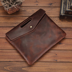 Coffee Leather Men's 12‘’ Slim Professional Briefcase Laptop Briefcase Shoulder Purse For Men