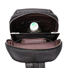 Brown Leather Men's Sling Bag Sling Backpack Chest Bag Black Sling Pack One Shoulder Backpack For Men - iwalletsmen