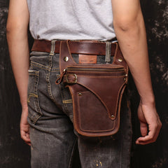 men belt bag Brown Men's Waist Pack Bag Mens Leather Belt Bag Cool Waist Pack Purse Belt Pouch For Men