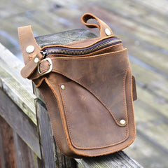 waist purse Brown Men's Waist Pack Bag Mens Leather Belt Bag Cool Waist Pack Purse Belt Pouch For Men