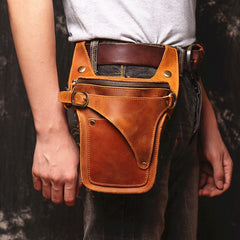 waist man bag Brown Men's Waist Pack Bag Mens Leather Belt Bag Cool Waist Pack Purse Belt Pouch For Men