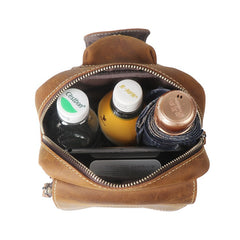 Brown Leather Men's Chest Bag Sling Bag Brown One shoulder Backpack Sling Pack For Men
