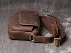 Brown Leather Men's Small Messenger Bag Side Bag Mini Shoulder Bag For Men