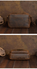 Brown Leather Men's Small Side Bag Best Vertical iPad Messenger Bag For Men